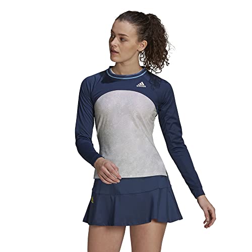 adidas womens Match Shrug PB Long Sleeve Tee Crew Navy/Alumina Medium