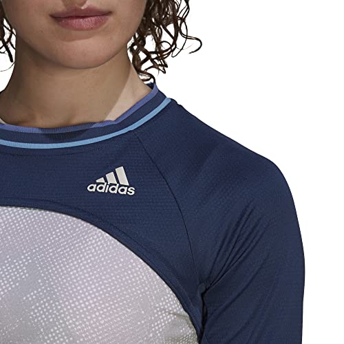 adidas womens Match Shrug PB Long Sleeve Tee Crew Navy/Alumina Medium