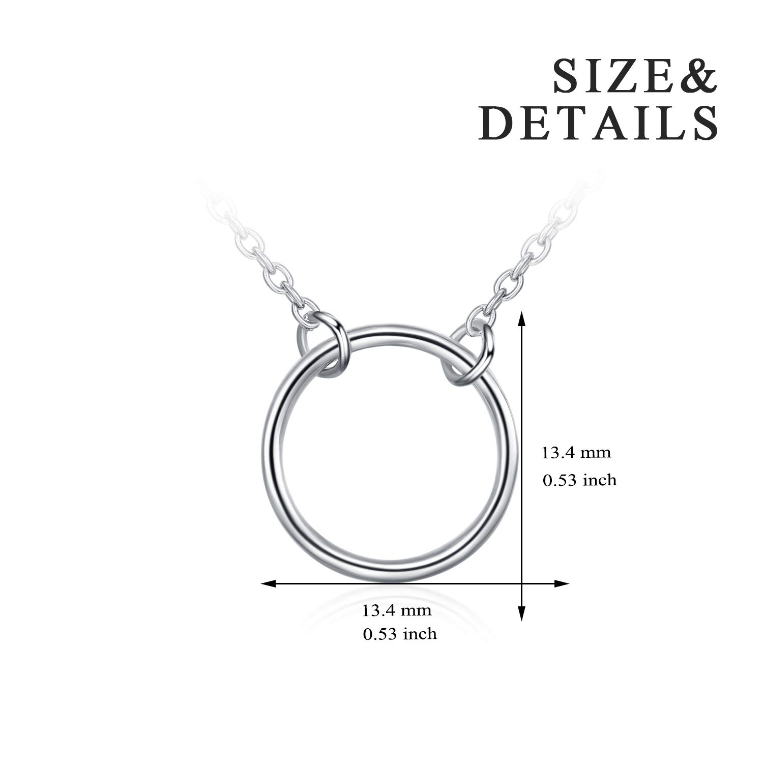 YFN Circle Necklace Sterling Silver Karma Pendant Necklace Open Circle Necklace for Women Jewelry