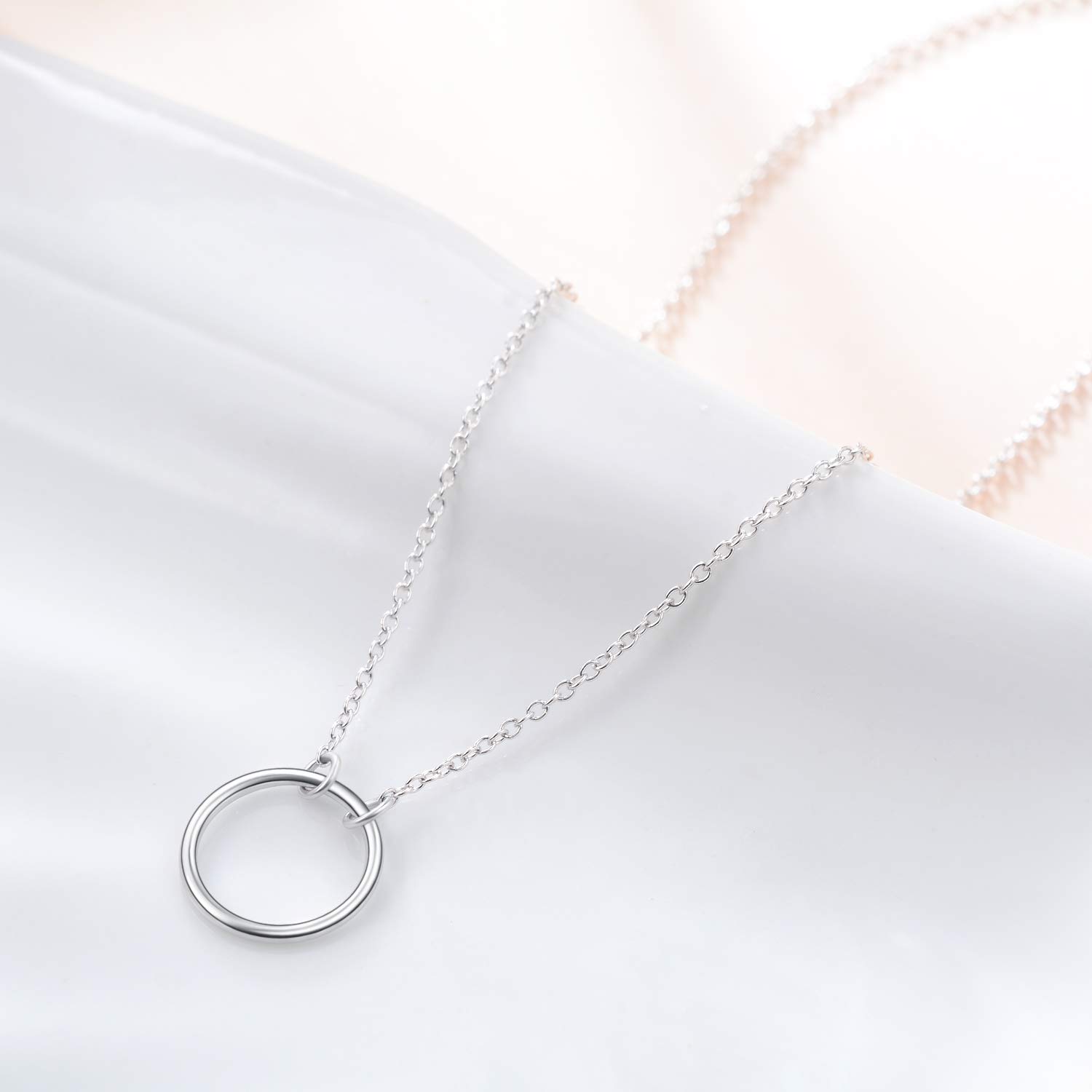 YFN Circle Necklace Sterling Silver Karma Pendant Necklace Open Circle Necklace for Women Jewelry