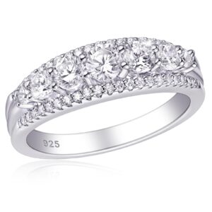 sheloves sterling silver eternity bands for women simulated diamond cubic zirconia wedding rings sz 7.5