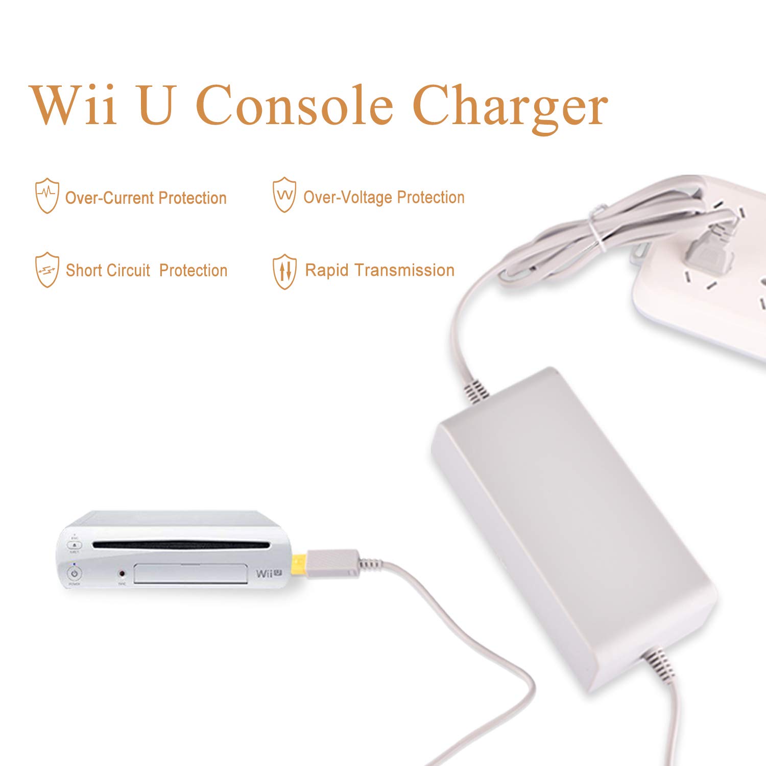 Console Charger for Wii U, AC Adapter Power Supply Replacement for Nintendo WiiU Console (Not compatible with Nintendo Wii)