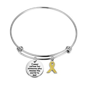 POTIY Yellow Awareness Ribbon Bracelet Bone Cancer Awareness Jewelry Gift Inspirational Bracelet for Endometriosis Bladder Cancer (Yellow Bracelet)