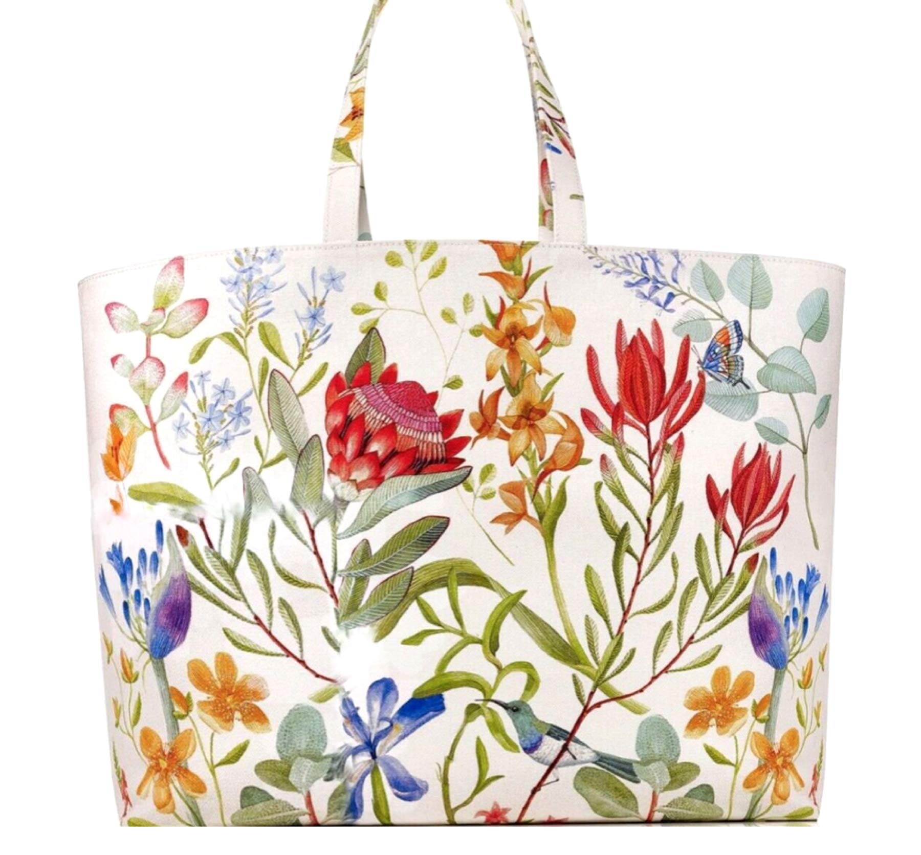 Estee Lauder Cosmetics Makeup Travel Bag (Blue, Red, Green Wildflowers Tote)