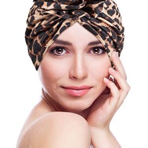 SATINIOR 6 Pieces Women Turban Flower African Pattern Headwrap Sleep Beanie Pre-Tied Bonnet Elastic Knot Cap