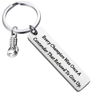 bekech boxing keychain every champion was once a contender that refused to give up boxing gloves keychain fitness jewelry gift for boxing lovers althetes(silver)