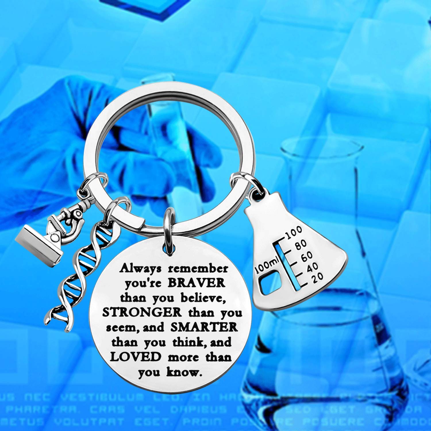 WSNANG Biology Chemistry Keychain Always Remember You Are Braver Stronger Smarter Than You Think Keychain Future Chemist Gift (Biology Chemistry Keychain)