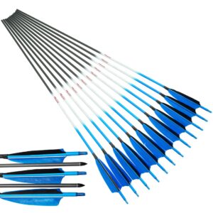 linkboy archery carbon arrows hunting practice target arrows fluorescent with removable tip for compound recurve long bows, spine 250 300 340 400 500 600 700 800, pack of 6/12pcs