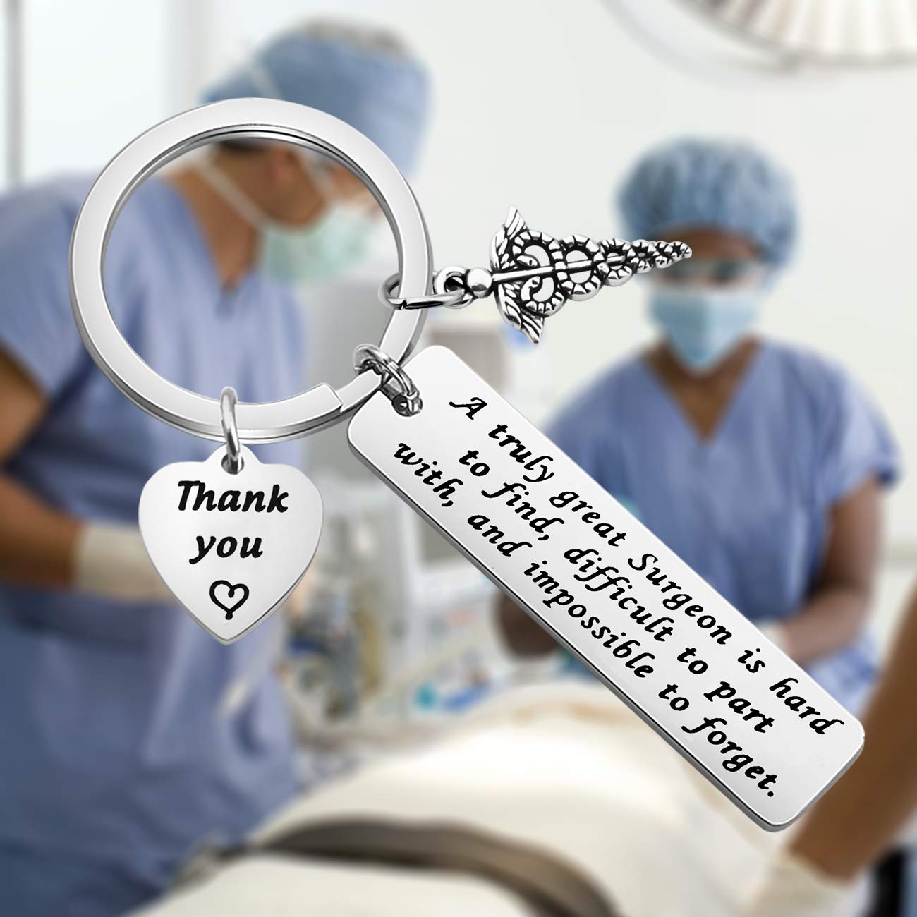 PENQI Surgical Tech Keychain Surgery Tech Jewelry A Truly Great Surgeon is Hard to Find Difficult to Part With Keychain Technologist Thank You Appreciation Gift (sliver)