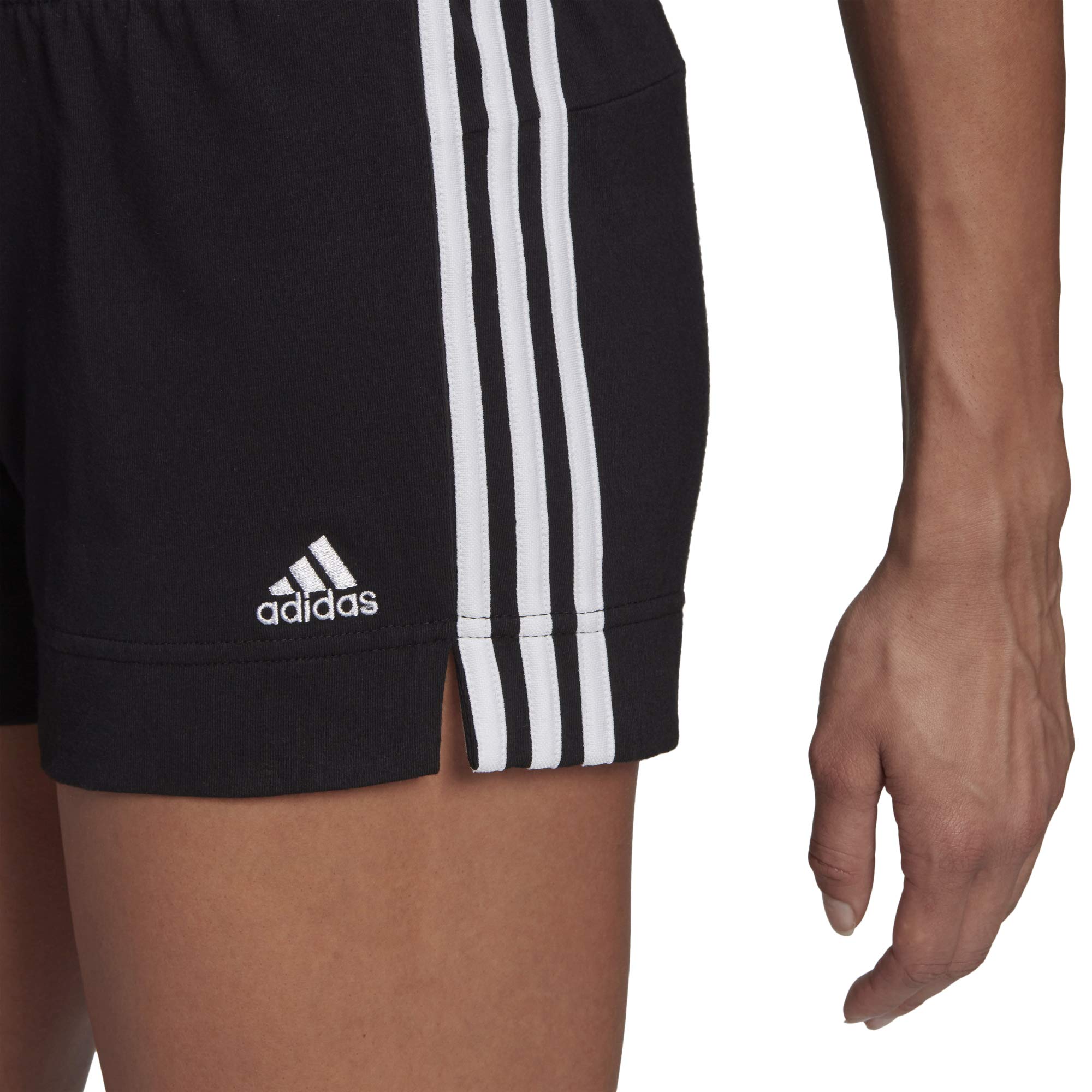 adidas Women's Essentials Slim 3-Stripes Shorts, Black/White, Large