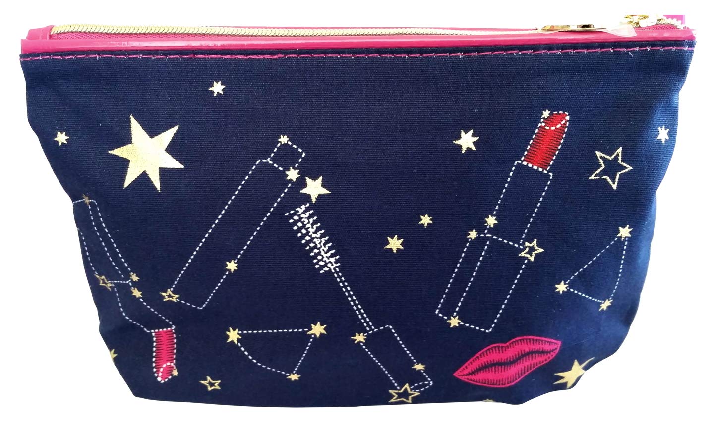 Estee Lauder Cosmetics Makeup Travel Bag •• (Zodiac/Horoscope Collection ≈ Navy Blue & Hot Pink) ••