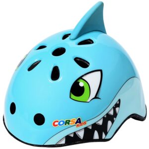 kids bike helmet, blue shark kids toddler bike helmet 2-4 boy girl adjustable safety child helmet for cycling skating scooter multi-sport