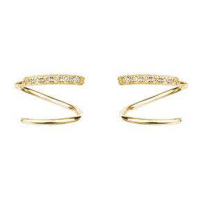 Reffeer 925 Sterling Silver CZ Crawler Earrings Wrap Cuff Earrings For Women Teen (Yellow)