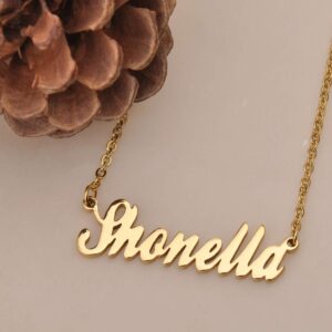 HUAN XUN Custom Name Plate Necklace Unique Jewelry Gifts for Mom Mother Keila