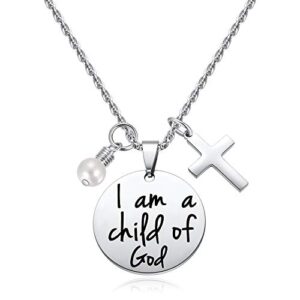 ids bible verse necklace i am a child of god necklace - baptism gifts, baby shower, godchild gift cross necklace