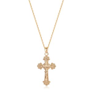 Befettly Cross Pendant Necklaces For Women Dainty Handmade 18k Plated Gold Chain Necklace Simple Coin CZ Triangle Jewelry Choker