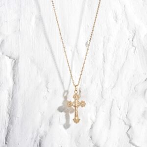 Befettly Cross Pendant Necklaces For Women Dainty Handmade 18k Plated Gold Chain Necklace Simple Coin CZ Triangle Jewelry Choker