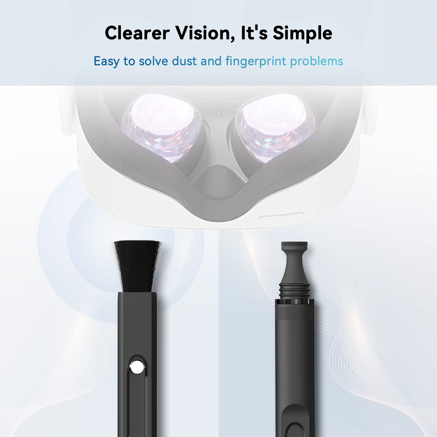 Lens Cleaning Pen Compatible with Quest 2 Pro Quest 3 Apple Vision Pro, Optical Lens Dust and Fingerprint Cleaning for Valve Index, PSVR 2, HTC Vive, Pico 4, Pimax VR Headset, DJI Drone and Cameras