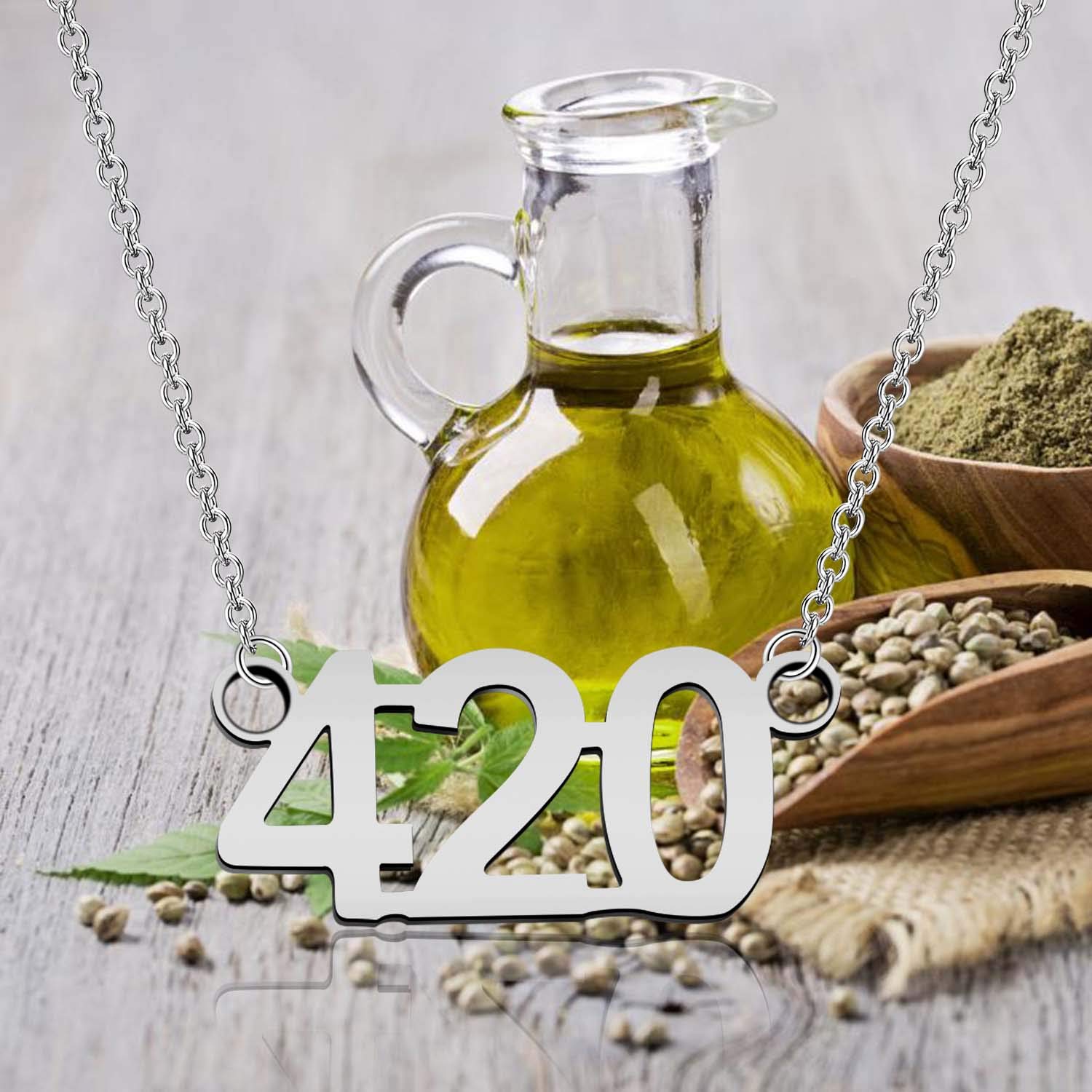 TGBJE 420 Necklace 420 Science Gift THC Gift CBD Gift Pot Lovers Gift Cannabis Gift CBD Pot Weed Gift (420 necklace)