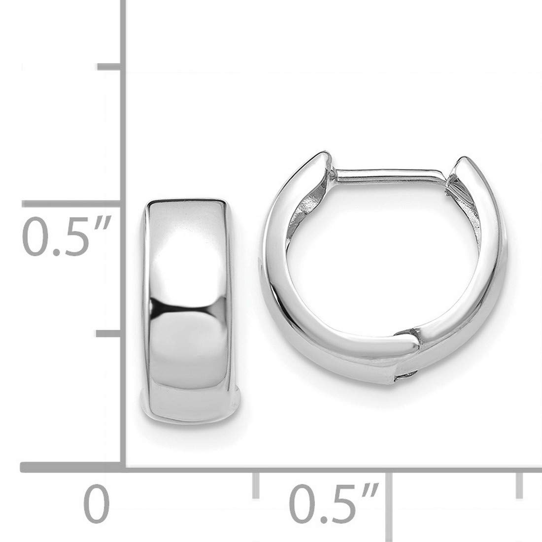 4mm Polished Hinged Hoop Huggie Earrings in Real 14k White Gold 12 mm