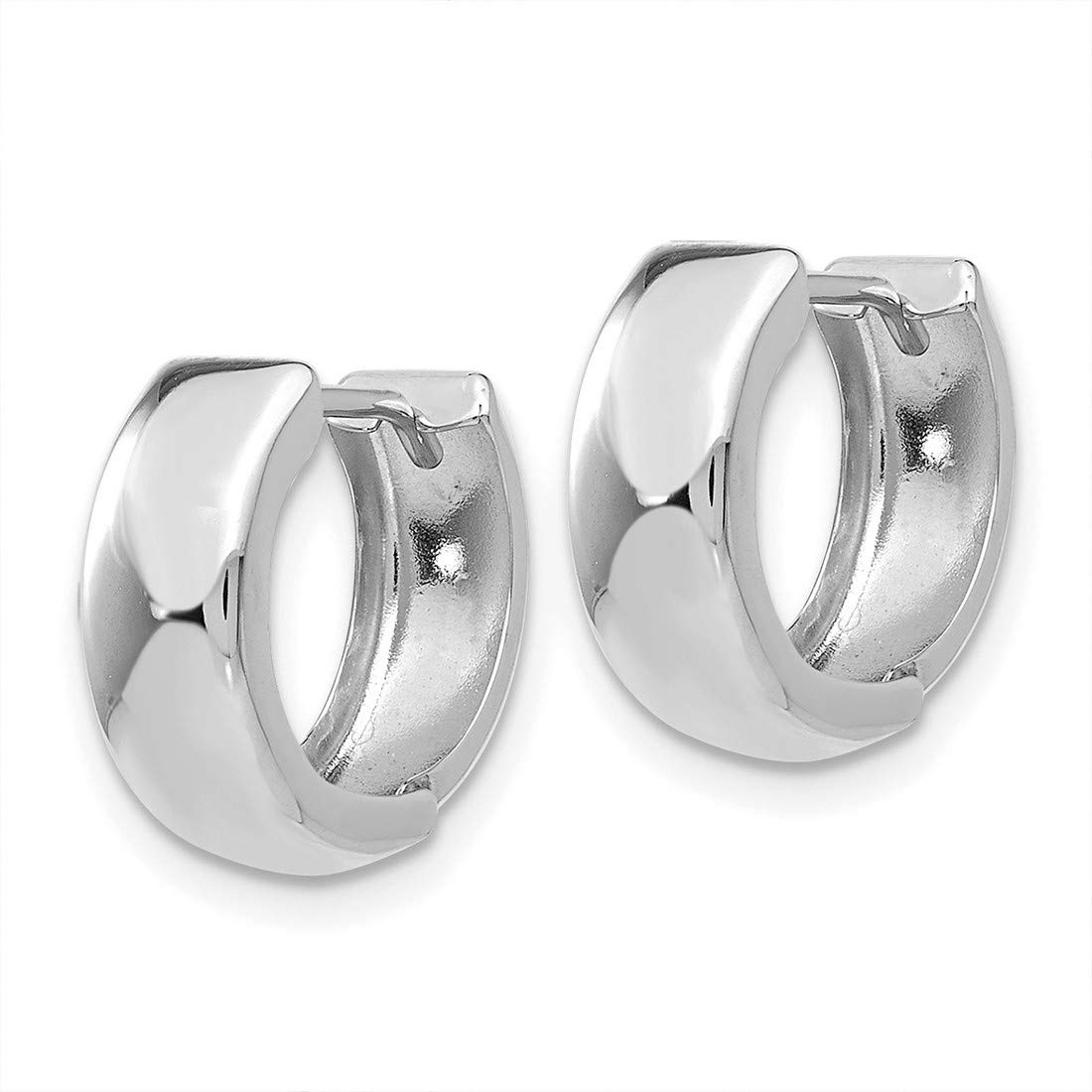 4mm Polished Hinged Hoop Huggie Earrings in Real 14k White Gold 12 mm