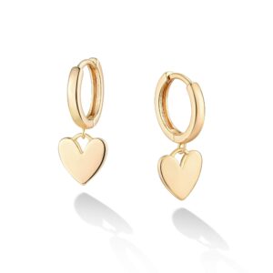 VACRONA Gold Heart Hoop Earrings Huggie Earrings for Women 14k Gold Plated Small Hoops Earrings