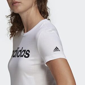 adidas womens Linear T-Shirt White/Black Large