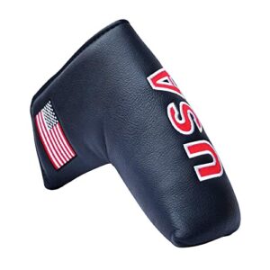 PINMEI Golf Blade Putter Cover Golf Putter Headcover Synthetic Leather Closure for Scotty Cameron Odyssey Blade Taylormade Ping (Blue)