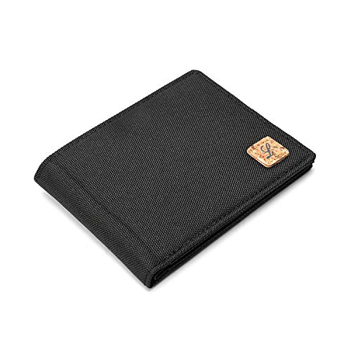 Lanyani Mens Minimalist Slim Fabric Wallet Bifold RFID Blocking Thin Small Front Pocket Wallet Boys (Black)