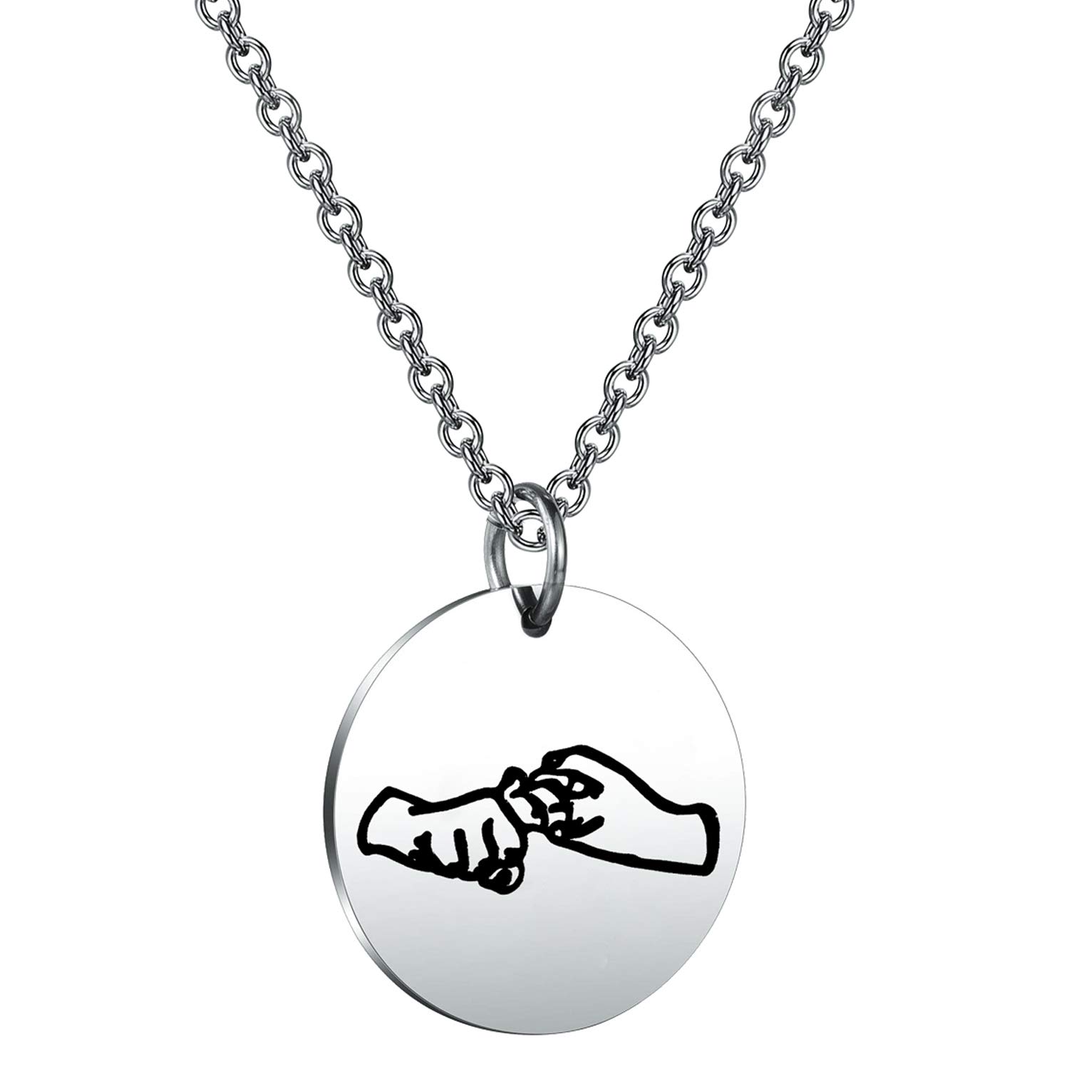 BEKECH ASL Necklace Friendship in Sign Language Charm Pendant Necklace Sign Language Jewelry ASL Friendship Gift ASL BFF Gift