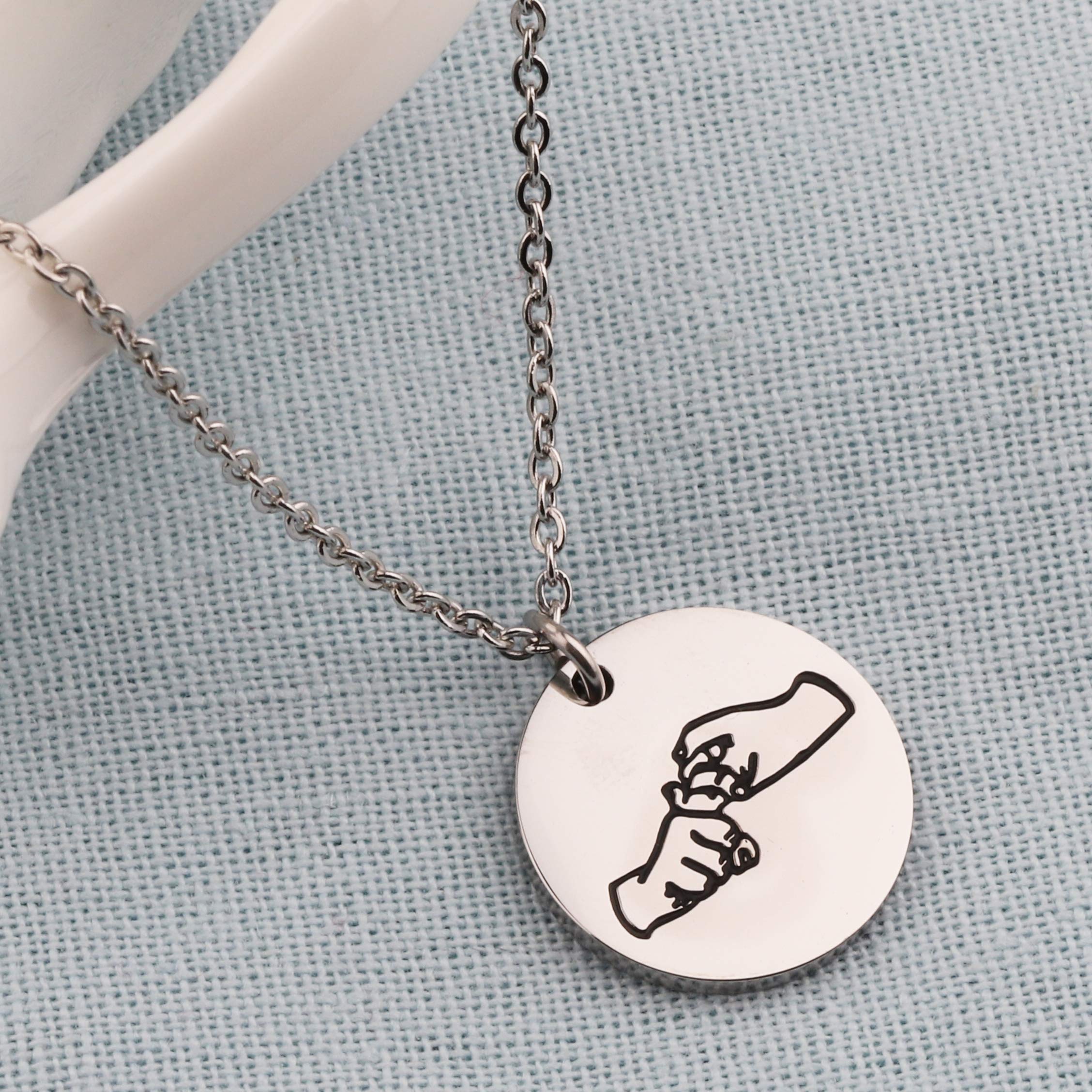 BEKECH ASL Necklace Friendship in Sign Language Charm Pendant Necklace Sign Language Jewelry ASL Friendship Gift ASL BFF Gift