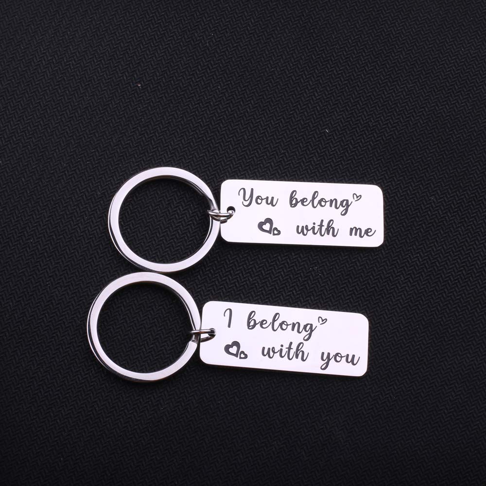 Anlive I Belong with You You Belong with Me Lover Keychain Couples Gift for Girlfriend Boyfriend (Lover Keychain Couples)