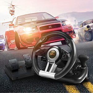 PXN PC Racing Steering Wheel, V3II USB Car Driving Race Gaming Steering Wheel with Pedals for Windows PC, PS3, PS4, Nintendo Switch, Xbox One, Xbox Series X/S