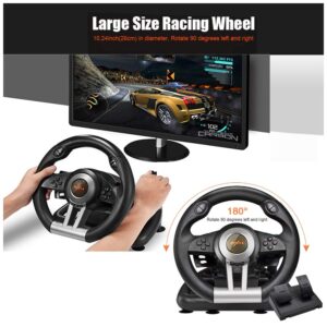 PXN PC Racing Steering Wheel, V3II USB Car Driving Race Gaming Steering Wheel with Pedals for Windows PC, PS3, PS4, Nintendo Switch, Xbox One, Xbox Series X/S