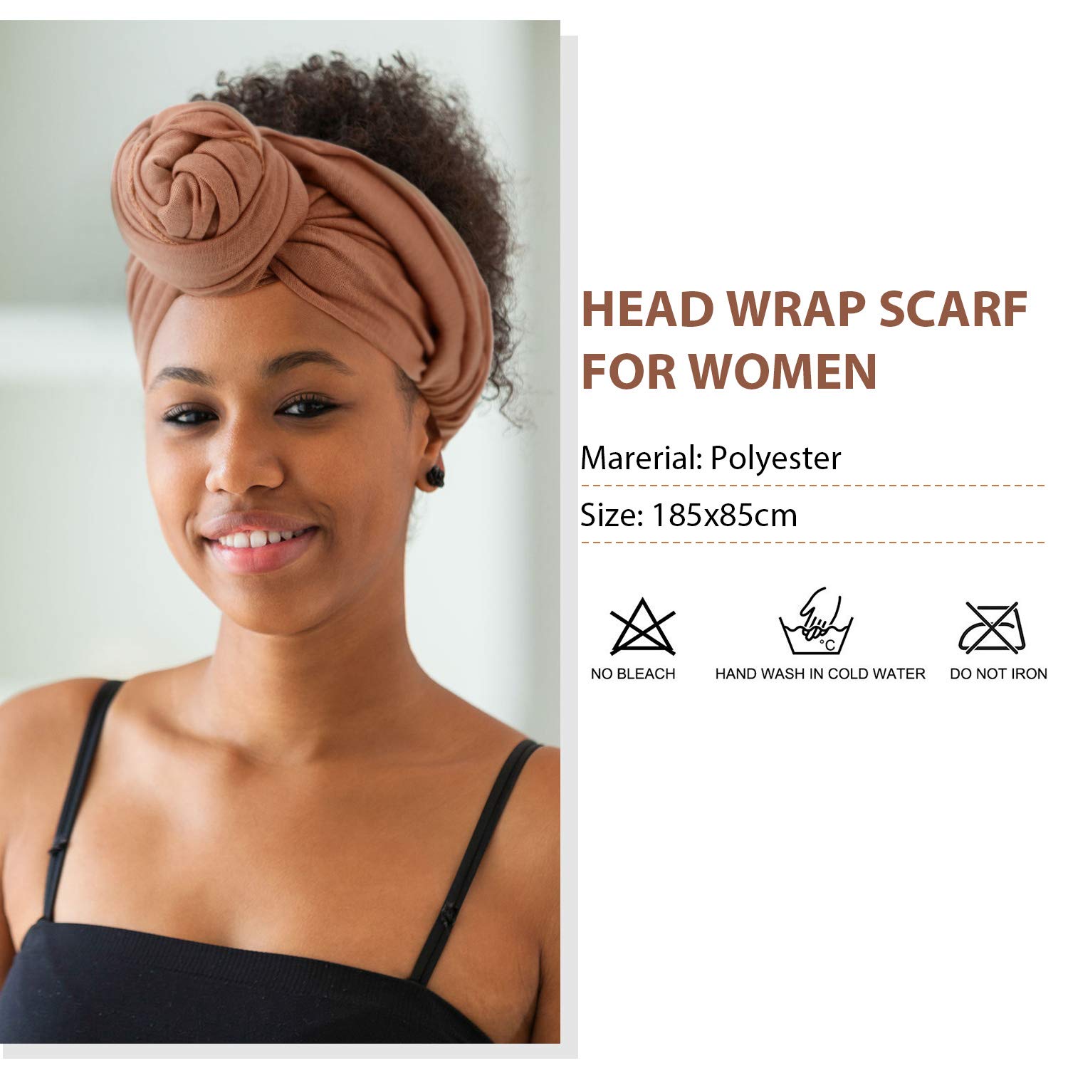 SATINIOR 4 Pieces Head Wrap Scarf Stretch Turban for Women Long Hair Scarf Wrap Soft Head Band Tie African Head Wraps, Medium