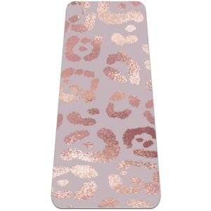 siebzeh fit yoga mat rose gold leopard skin 6mm eco friendly rubber health&fitness slip-resistant mat for all types of exercise, yoga, and pilates (72" x 24" x 6mm thick)