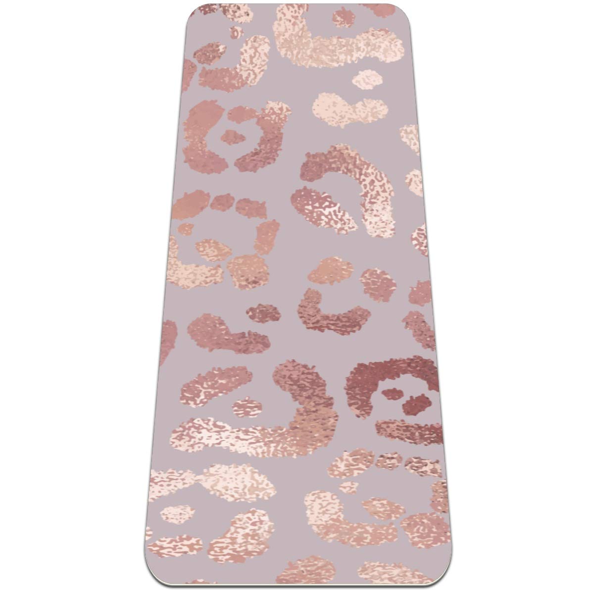 Siebzeh Fit Yoga Mat Rose Gold Leopard Skin 6mm Eco Friendly Rubber Health&Fitness Slip-Resistant Mat for All Types of Exercise, Yoga, and Pilates (72" x 24" x 6mm Thick)