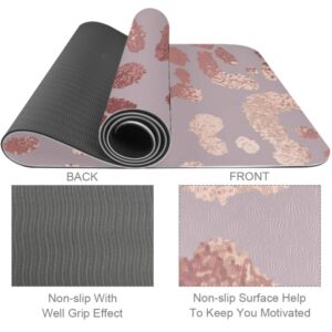 Siebzeh Fit Yoga Mat Rose Gold Leopard Skin 6mm Eco Friendly Rubber Health&Fitness Slip-Resistant Mat for All Types of Exercise, Yoga, and Pilates (72" x 24" x 6mm Thick)