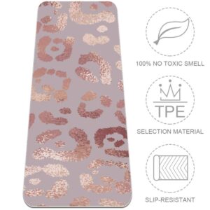 Siebzeh Fit Yoga Mat Rose Gold Leopard Skin 6mm Eco Friendly Rubber Health&Fitness Slip-Resistant Mat for All Types of Exercise, Yoga, and Pilates (72" x 24" x 6mm Thick)