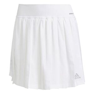 adidas women's club tennis pleated skirt, white/grey, x-large