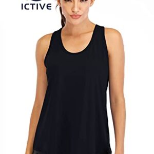 ICTIVE Workout Tops for Women Loose fit Racerback Mesh Backless Muscle Tank Running Workout Yoga Tops Athletic Exercise Gym Tops Black XL