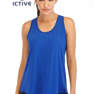 ICTIVE Workout Tops for Women Loose fit Racerback Tank Tops for Women Mesh Backless Muscle Tank Running Tank Tops Workout Tank Tops for Women Yoga Tops Athletic Exercise Gym Tops Royal Blue M