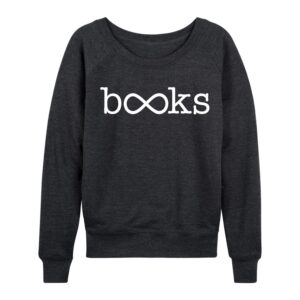 Instant Message - Infinity Books - Women's French Terry Pullover - Size 2 X-Large Heather Charcoal