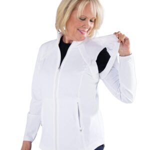 Jofit Apparel Women’s Athletic Clothing Wind Jacket with Removable Sleeves for Golf & Tennis, Size X-Large, White