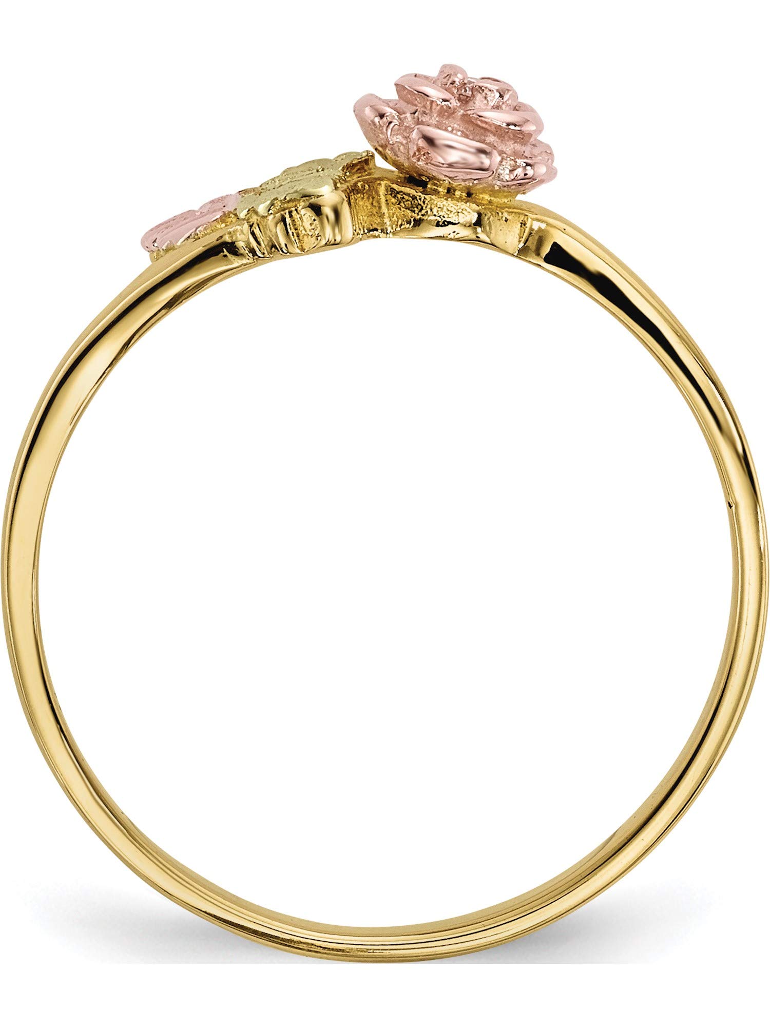 10K Yellow Gold Tri-Color Black Hills Diamond Rose Ring - Jewelry By Sweet Pea