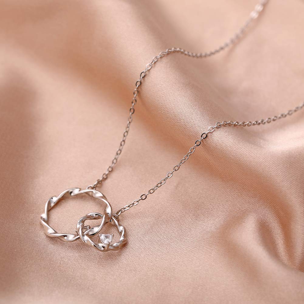 AnalysisyLove Sister Gifts from Sister, Sterling Silver Interlocking Infinity 2 Circles Necklace for Sisters, Big Sister Little Sister Gift, Birthday Jewelry Friendship Gifts