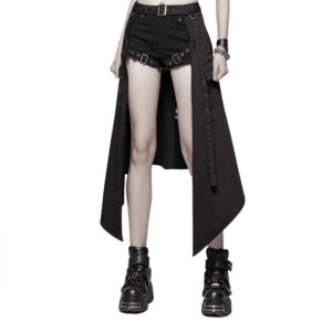 punk rave women's punk daily half skirt woven fabric adjustable streetwear hip hop personality skirt (m~l) black