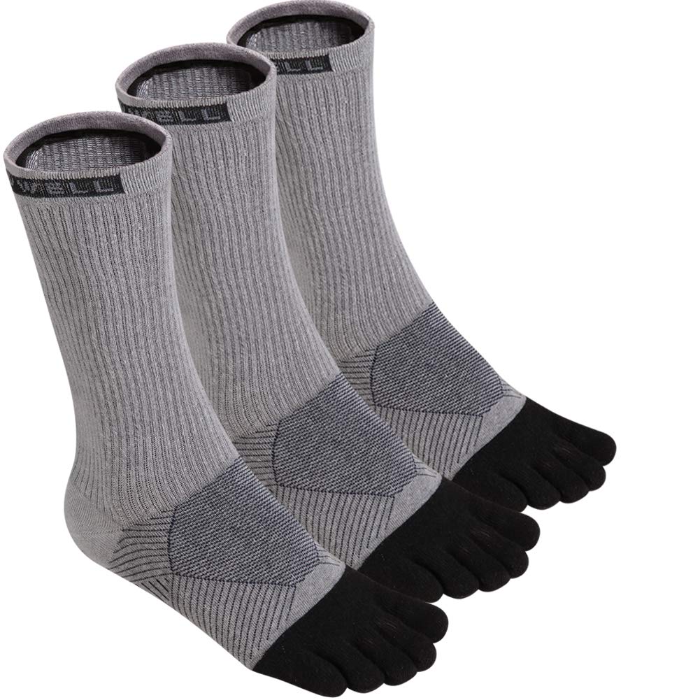 VWELL Toe Socks Cotton Athletic Running Five Finger Socks 3 Pairs,Size 7-11