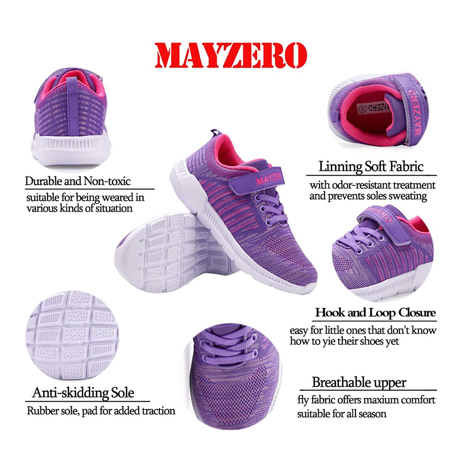 MAYZERO Kids Tennis Shoes Boys Girls Breathable Running Shoes Fashion Sneakers