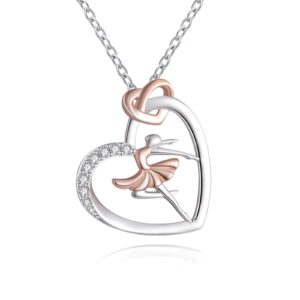 925 sterling silver heart ballet dance lovers dancer necklace ballerina silhouette jewelry gift for women